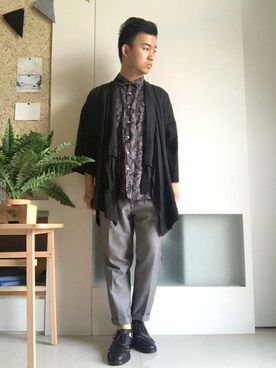 「TRAN泉（トラン）のアイテム（その他アウター）」を使った、林宜弘さん（メンズ・165cm）の春コーディネート