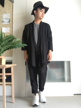 「TRAN泉（トラン）のアイテム（その他アウター）」を使った、林宜弘さん（メンズ・165cm）の夏コーディネート