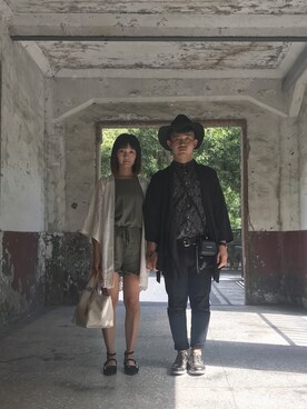 「TRAN泉（トラン）のアイテム（その他アウター）」を使った、林宜弘さん（メンズ・165cm）の夏コーディネート