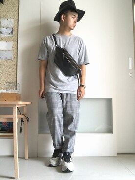 「McVingのアイテム」を使った、林宜弘さん（メンズ・165cm）の夏コーディネート