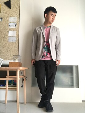 「CRIMINAL DAMAGE（クリミナルダメージ）のアイテム」を使った、林宜弘さん（メンズ・165cm）の夏コーディネート