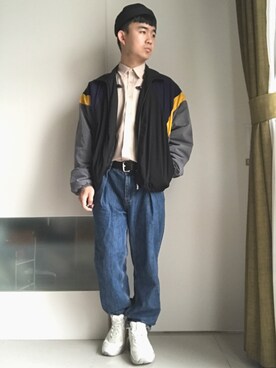 「PUMA thunder spectra」｜林宜弘さん（メンズ・165cm）の冬コーディネート