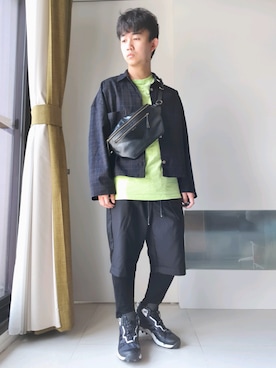 「White Mountaineering」｜「アイテム（ブルゾン）」を使った、林宜弘さん（メンズ・165cm）の春コーディネート
