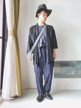 「TRAN泉（トラン）のアイテム（その他アウター）」を使った、林宜弘さん（メンズ・165cm）の春コーディネート