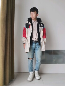 「PUMA thunder spectra」｜林宜弘さん（メンズ・165cm）の冬コーディネート