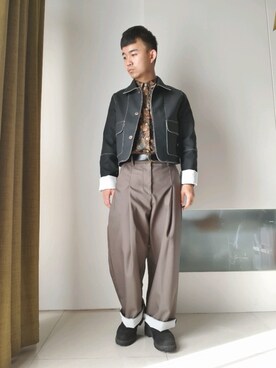 「pattern shirt」｜林宜弘さん（メンズ・165cm）の冬コーディネート