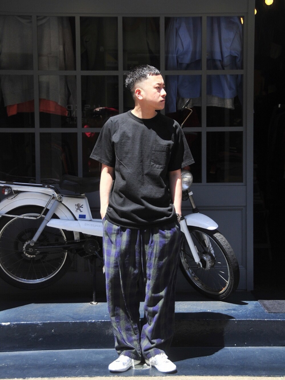 「Good Onのgood on/グッドオン  SS RAGLAN HVY PKT TEE　ポケットT（Tシャツ/カットソー、ブラック系）」を使った、TsukasaKanamaruさん（メンズ・168cm）の春コーディネートの1枚目の写真