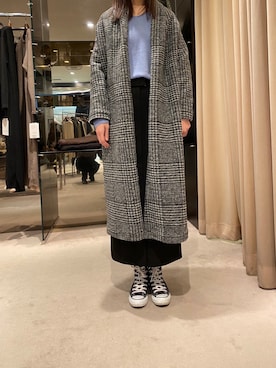 「ブルーニット」｜「アイテム（その他アウター）」を使った、takakoさん（レディース・157cm）の秋コーディネート