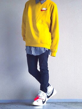 「OFF-WHITE」｜「アイテム（スウェット）」を使った、Яさん（メンズ・173cm）の冬コーディネート