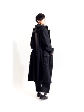 「Yohji Yamamoto POUR HOMME（ヨウジヤマモトプールオム）のアイテム（ステンカラーコート）」を使った、PLAYFULさん（メンズ・183cm）の冬コーディネート
