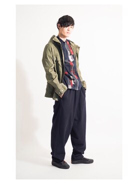 「COMME des GARCONS HOMME（コム デ ギャルソン・オム）のアイテム（ブルゾン）」を使った、PLAYFULさん（メンズ・183cm）の冬コーディネート