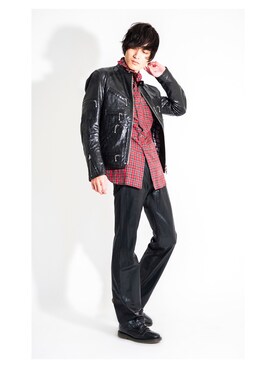 「JUNYA WATANABE MAN（ジュンヤワタナベマン）のアイテム（ライダースジャケット）」を使った、PLAYFULさん（メンズ・183cm）の秋コーディネート