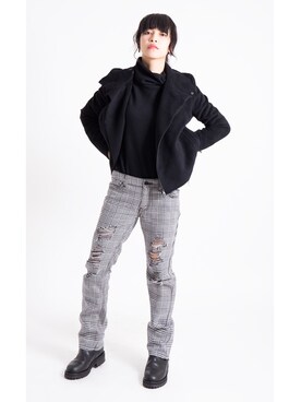 「Y's（ワイズ）のアイテム（ライダースジャケット）」を使った、PLAYFULさん（レディース・162cm）の秋コーディネート