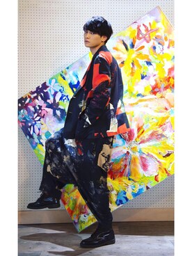 「Yohji Yamamoto POUR HOMME（ヨウジヤマモトプールオム）のアイテム（セットアップ）」を使った、PLAYFULさん（メンズ・183cm）の春コーディネート