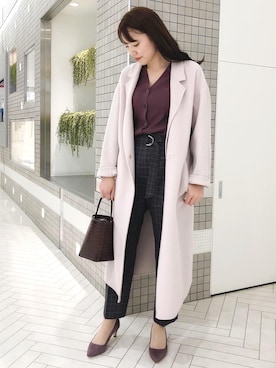 「一押しのアウタースタイル」｜「アイテム（チェスターコート）」を使った、snさん（レディース・162cm）の冬コーディネート