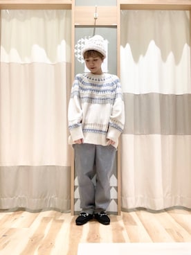 「Samansa Mos2 blue」｜「アイテム（ニットキャップ/ビーニー）」を使った、ＡＩＲＩさん（レディース・152cm）の冬コーディネート