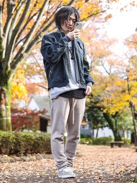 「いいね返し」｜「アイテム（ミリタリージャケット）」を使った、みなれんさん（メンズ・168cm）の冬コーディネート