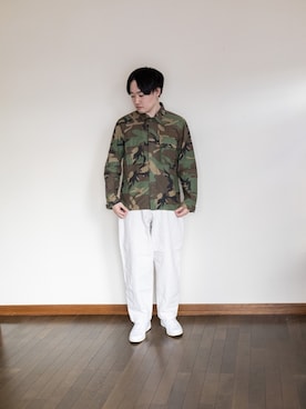 「いいね返し」｜「アイテム（ミリタリージャケット）」を使った、みなれんさん（メンズ・168cm）の春コーディネート