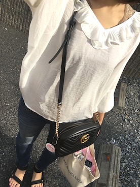 「Omekashi（オメカシ）のVレースフレンチプルオーバー（Tシャツ/カットソー）」を使った、krh810さん（レディース・154cm）の夏コーディネート