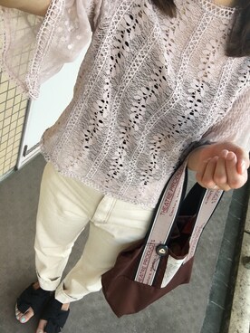 「mystic（ミスティック）のテーパードデニムパンツ（デニムパンツ）」を使った、krh810さん（レディース・155cm）の夏コーディネート