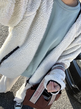 「Kastane（カスタネ）のリバーシブルボアブルゾン（ブルゾン）」を使った、krh810さん（レディース・154cm）の冬コーディネート