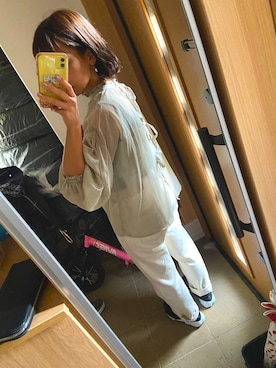 「mystic（ミスティック）のテーパードデニムパンツ（デニムパンツ）」を使った、krh810さん（レディース・154cm）の夏コーディネート