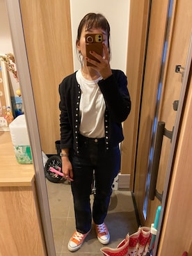 「agnes b.（アニエスベー）のM001 CARDIGAN カーディガンプレッション（カーディガン/ボレロ）」を使った、krh810さん（レディース・154cm）の春コーディネート