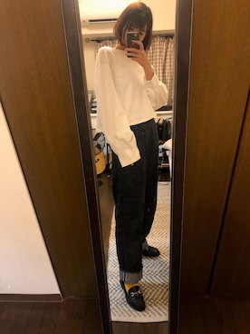 「ISOOK（アイスー）のアイテム（Tシャツ/カットソー）」を使った、kasumiさん（レディース・167cm）の秋コーディネート