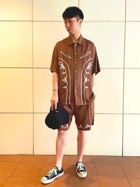 「CONVERSE TOKYO（コンバーストウキョウ）のアイテム（帽子）」を使った、MARUさん（メンズ・175cm）の春コーディネート
