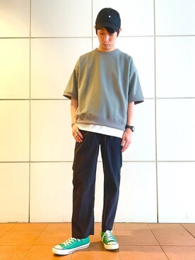 「CONVERSE TOKYO（コンバーストウキョウ）のアイテム（帽子）」を使った、MARUさん（メンズ・175cm）の夏コーディネート