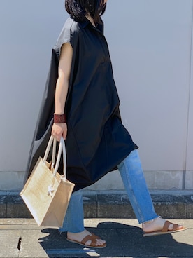 「coca（coca）（コカ）のアイテム（シャツワンピース）」を使った、akariさん（レディース・163cm）の夏コーディネート