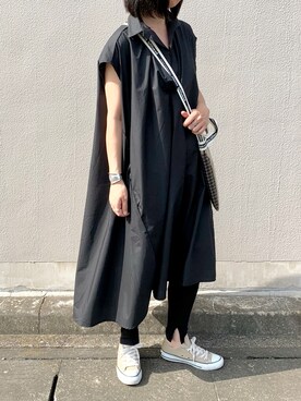 「coca（coca）（コカ）のアイテム（シャツワンピース）」を使った、akariさん（レディース・163cm）の夏コーディネート
