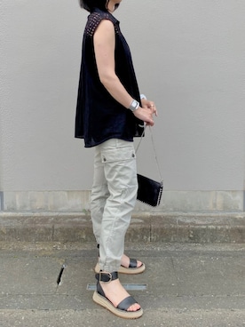 「ウェッジソール」｜「アイテム（その他）」を使った、akariさん（レディース・162cm）の夏コーディネート