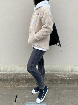 「アイテム（バックパック/リュック）」を使った、akariさん（レディース・163cm）の冬コーディネート