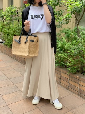 「SEA（シー）のアイテム（かごバッグ）」を使った、akariさん（レディース・163cm）の春コーディネート