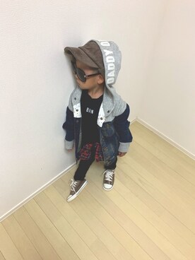「Daddy Oh Daddy（ダディーオーダディー）のアイテム（ジャケット/アウター）」を使った、Ashleyさん（キッズ・90cm）の秋コーディネート