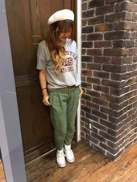 「BACK NUMBER（バックナンバー）のアイテム（ハンチング/ベレー帽）」を使った、てぃんさん（レディース・160cm）の春コーディネート