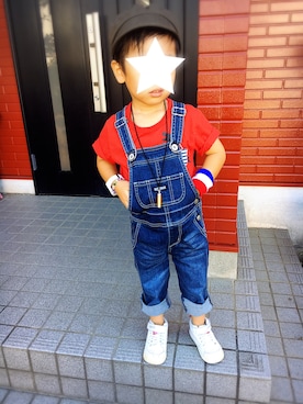 「AZUL by moussy（アズールバイマウジー）のアイテム（キャスケット）」を使った、ゆっちゃん★さん（キッズ・100cm）の秋コーディネート