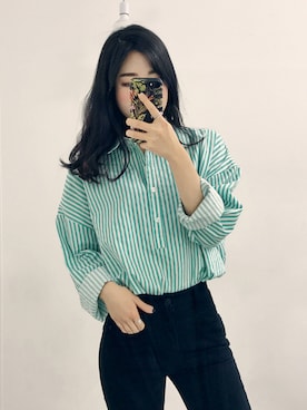 「HOTPING（ホッピン）のアイテム（シャツ/ブラウス）」を使った、HOTPINGさん（レディース・163cm）の冬コーディネート