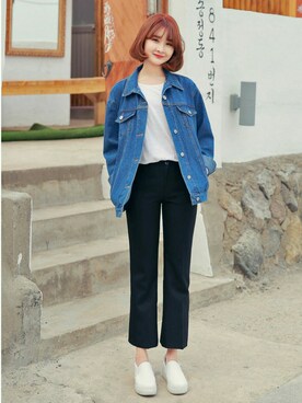 「hotping」｜「アイテム（デニムジャケット）」を使った、HOTPINGさん（レディース・163cm）の春コーディネート