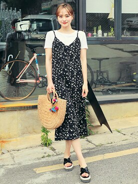 「HOTPING（ホッピン）のアイテム（シューズ）」を使った、HOTPINGさん（レディース・163cm）の夏コーディネート