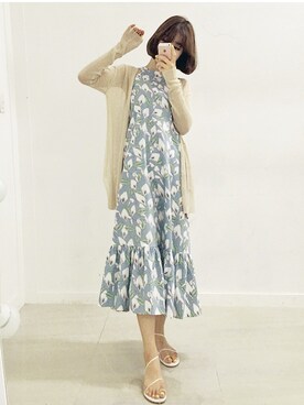 「HOTPING（ホッピン）のアイテム（カーディガン/ボレロ）」を使った、HOTPINGさん（レディース・163cm）の夏コーディネート