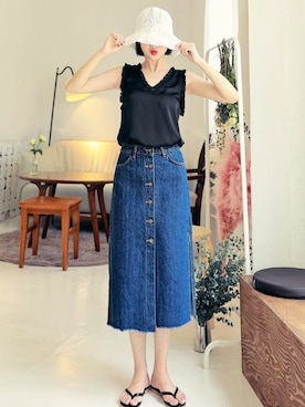 「HOTPING（ホッピン）のアイテム（帽子）」を使った、HOTPINGさん（レディース・163cm）の夏コーディネート