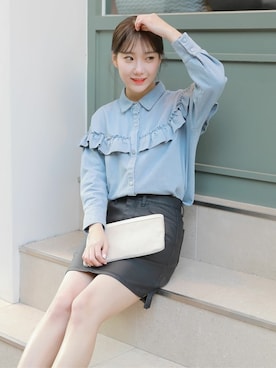 「HOTPING（ホッピン）のアイテム（シャツ/ブラウス）」を使った、HOTPINGさん（レディース・163cm）の冬コーディネート