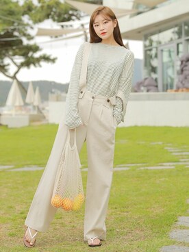 「アイテム（つなぎ/オールインワン、ベージュ系）」を使った、HOTPINGさん（レディース・163cm）の春コーディネート