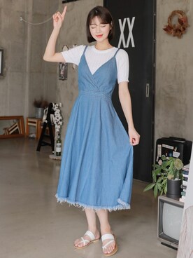 「HOTPING（ホッピン）のアイテム（シューズ）」を使った、HOTPINGさん（レディース・163cm）の夏コーディネート