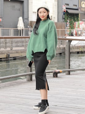 「HOTPING（ホッピン）のアイテム（トップス）」を使った、HOTPINGさん（レディース・163cm）の冬コーディネート