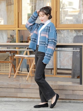 「HOTPING（ホッピン）のアイテム（カーディガン/ボレロ）」を使った、HOTPINGさん（レディース・163cm）の冬コーディネート