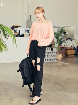 「HOTPING（ホッピン）のアイテム（パンツ）」を使った、HOTPINGさん（レディース・163cm）の夏コーディネート