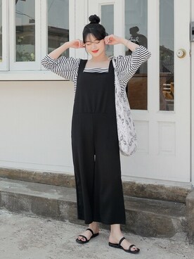 「HOTPING（ホッピン）のアイテム（サロペット/オーバーオール）」を使った、HOTPINGさん（レディース・163cm）の春コーディネート